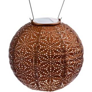 👉 Lampion synthetisch koperkleurig Lumiz Solar Sashiko Rond - 20 Cm Koper 6013838835816