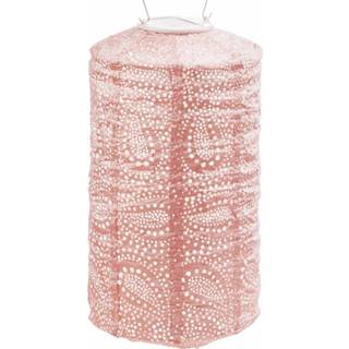 👉 Lampion roze synthetisch Lumiz Solar Paisley Cylinder - 18 Cm 6013851480406