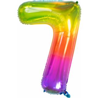 👉 Folieballon multikleur Folat Yummy Gummy Regenboog Cijfer ''7'' 81 Cm 8714572632478