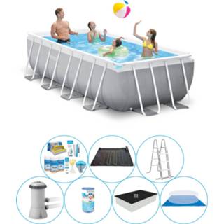 👉 Zwembad PVC grijs Intex Prism Frame Rechthoek 400x200x100 Cm - Comfort Pakket 8720574946642
