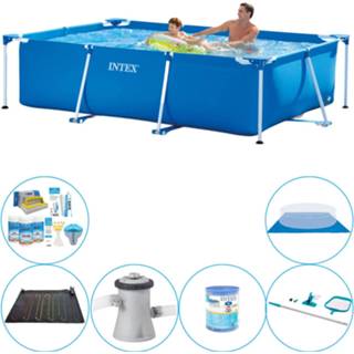 👉 Zwembad PVC blauw Intex Frame Pool Rechthoekig 260x160x65 Cm - 7-delig Pakket 8720574960730