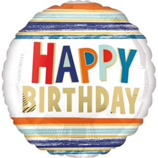 👉 Folieballon multikleur Amscan Happy Birthday Letters And Stripes 43 Cm 26635412803