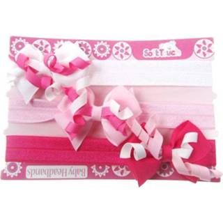 👉 Haarband roze wit nylon meisjes Soft Touch Korker Roze/wit 3 Stuks 5023797301179