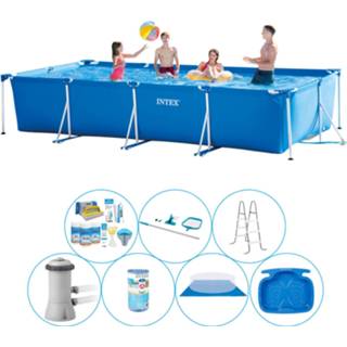 👉 Zwembad PVC blauw Intex Frame Pool Rechthoekig 450x220x84 Cm - 8-delig Bundel 8720574961034