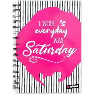 👉 Roze wit zwart papier Verhaak Spiraalschrift Saturday Everyday A5 Roze/wit/zwart 8719817674725