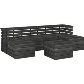 👉 Grijs grenenhout Vidaxl 7-delige Loungeset Pallet Massief Donkergrijs 8720286276792