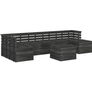 👉 Grijs grenenhout Vidaxl 8-delige Loungeset Pallet Massief Donkergrijs 8720286276839