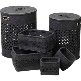 👉 Mand antraciet grijs vilt mannen Gebor - Set Van 6 Manden Wasmand Rechthoekige Opbergmandjes Voor In De 8720359706713