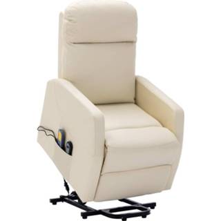 👉 Kunstleer kunstleder crème Vidaxl Sta-op-massagestoel Crèmewit 8720286030295