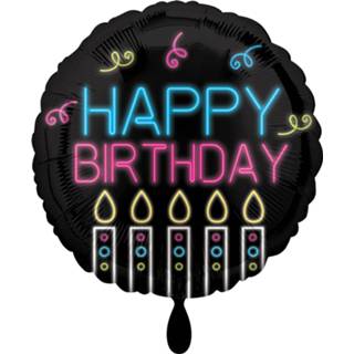 👉 Folieballon zwart Amscan Neon Birthday 43 Cm 26635417877