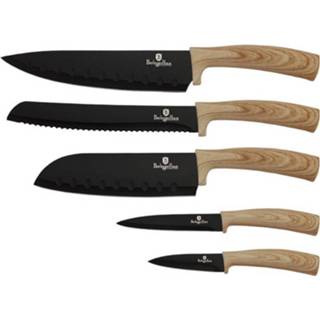 👉 Messenset RVS marmer zwart Berlinger Haus 2309 - 5 Delig Wood-look Met Coating. 5999056780446