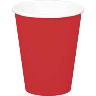 👉 Drinkbeker rood papier 8x Stuks Drinkbekers Van 350 Ml - Uni Kleuren Thema Voor Verjaardag Of Feestje 8714572506229