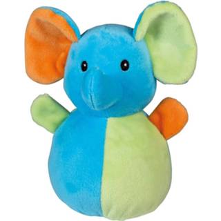 👉 Blauw groen pluche Happy People Knuffelrammelaar Olifant 15 Cm Blauw/groen 4008332402611