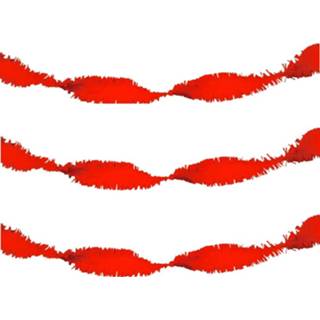👉 Set Van 3x Stuks Feest/verjaardag Versiering Slingers Rood 24 Meter Crepe Papier - Feestslingers