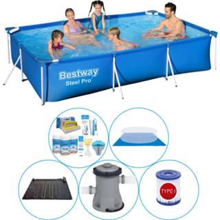 👉 Zwembad steel PVC blauw Bestway Pro Rechthoekig 300x201x66 Cm - 6-delig Combi Deal 8720574965056