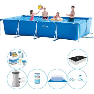 👉 Zwembad PVC blauw Combinatie Pakket - Intex Frame Pool Rechthoekig 450x220x84 Cm 8720574940954