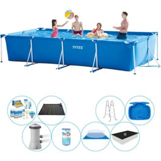 👉 Zwembad PVC blauw Deluxe Set - Intex Frame Pool Rechthoekig 450x220x84 Cm 8720574940978