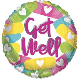 👉 Folieballon roze wit Witbaard Eco Get Well 46 Cm Roze/wit 681070117432