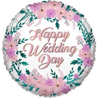 👉 Folieballon roze wit Witbaard Eco Happy Wedding Day 46 Cm Roze/wit 8720585029983