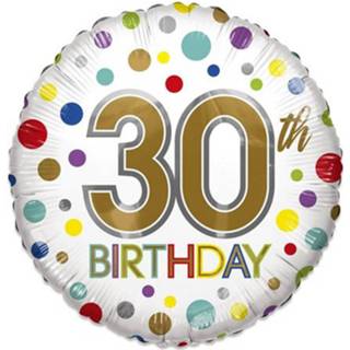 👉 Folieballon wit goud goudkleurig Witbaard Eco 30th Birthday 46 Cm Goud/wit 8720585030057