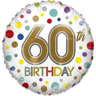 👉 Folieballon wit goud goudkleurig Witbaard Eco 60th Birthday 46 Cm Goud/wit 8720585030095