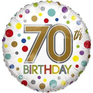 👉 Folieballon wit goud goudkleurig Witbaard Eco 70th Birthday 46 Cm Goud/wit 8720585030101