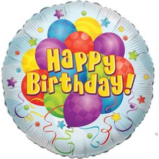 👉 Folieballon geel Witbaard Happy Birthday Circle 91 Cm 8720585030149