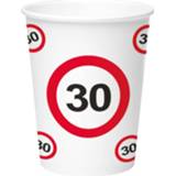 👉 Drinkbeker papier multikleur 8x Stuks Drinkbekers Van In 30 Jaar Verjaardag Print 350 Ml - Stopbord/verkeersbord Thema 8714572627306