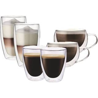 👉 Glas transparant Glazenset, Koffie, Latte & Cappuccino - Set Van 6 Maxxo 6013729825841