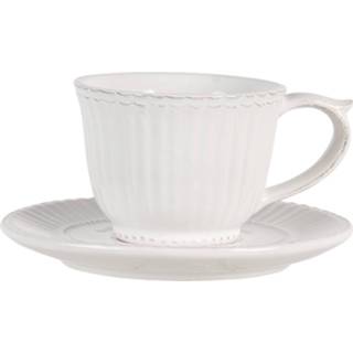 👉 Schotel steen crème Clayre & Eef Kop En Plks Ø 15*8 Cm / 0.12l Creme Dolomiet Rond 8717459765184