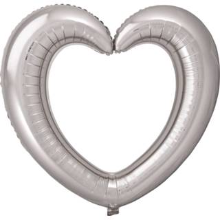👉 Folieballon zilver zilverkleurig Folat Hartvormige Fotolijst 80 X 70 Cm 8714572617970