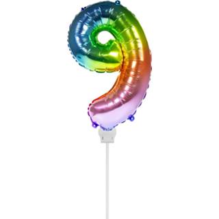 👉 Folie multikleur Folat Cijferballon 9 36 Cm Regenboog 8714572630795