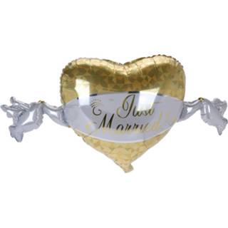 👉 Folieballon goud zilver goudkleurig Tom Just Married 50 X 97 Cm Goud/zilver 8719987395154