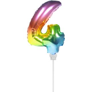 👉 Folie multikleur Folat Cijferballon 4 36 Cm Regenboog 8714572630740