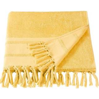 👉 Strandlaken witte geel katoen De Lietaer Fjara 100 X 180 Cm Lichtgeel 5410156560627