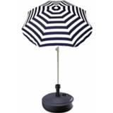 👉 Parasol blauw antraciet nylon plastic polyester Gestreepte Lichtgewicht Strand/tuin Basic Van 180 Cm + Vulbare Parasolvoet 8720576157893