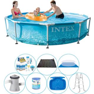 👉 Zwembad PVC blauw Intex Metal Frame Rond Strandzijde 305x76 Cm - 8-delig Super Deal 8720574962369