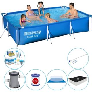 👉 Zwembad steel PVC blauw Bestway Pro Rechthoekig 300x201x66 Cm - Combinatie Set 8720574950410