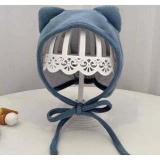 👉 Muts blauw katoen active baby's MZ9853 Baby Cartoon Animal Ears Shape Skullcap Warm te houden en winddichte muts, Maat: geschikt voor 0-12 maanden, Stijl: Double (blauw)