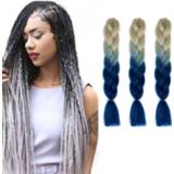 👉 Pruik beige blauw active Mode kleurverloop individuele vlecht pruiken chemische vezel grote vlechten, lengte: 60cm (60 + blauw)