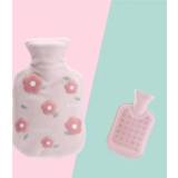 👉 Handwarmer roze pluche active Cartoon bloemen warmwaterkruik zak injectie water (lichtroze)