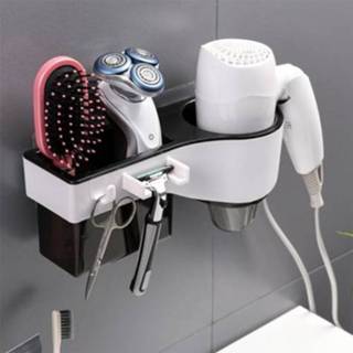 👉 Haardroger zwart active Hanger Gratis Punch Wandmontage Badkamer Multifunctioneel Toilet Opbergrek (Elegant Zwart)