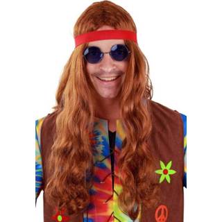 👉 Hippiepruik bruin active Leuke hippie pruik lang haar met hoofdbandje 8713647211143