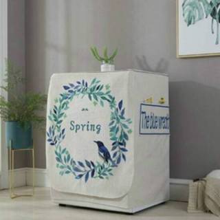 👉 Wasmachine blauwe katoen linnen active Cartoon en trommelroller stofkap, afmeting: 83x60x60cm (blauwe bloem)