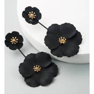 Oorbel zwart active 2 STKS Boho Style Oorbellen Lichtmetalen Bloem Lange (Zwart)