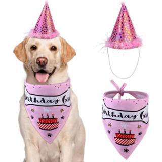 👉 Hoed roze active 3 sets hond huisdier verjaardagsfeestje speeksel handdoek set (roze)