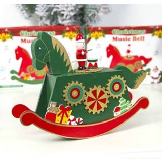 👉 Muziekdoosje groen houten active 2 stuks kerst beschilderde paard muziekdoos decoratie (groen)