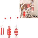 👉 Kerstversiering houten active 4 STUKS Creatieve Cartoon Kleur Snoep Decoratie Hanger Kerstboom (Rechthoekig)