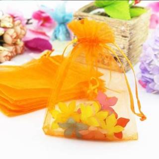 👉 Geschenktas oranje active 100 STKS Organza Geschenktasjes Sieraden Verpakking Zak Bruiloft Decoratie, Afmeting: 7x9cm (D11 Oranje)