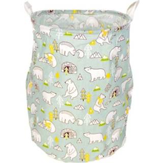 👉 Opbergdoos witte cyaan active 2 STUKS Thuis Vuile Kleren Diversen Tas Creatieve Print Opslag Emmer (Kerstboom Beer Cyaan)